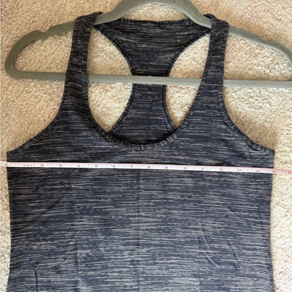 LULULEMON Cool Racerback Tank Top Gray Wee Are From Space W1F26S Striped Sz 8
